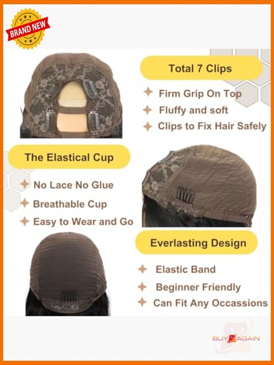U Part Human Hair Wig Body Wave 180 Density Glueless Natural Hair main image 4